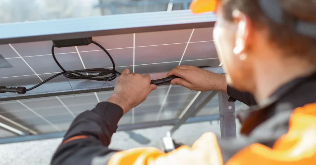 Solar panel maintenance staff